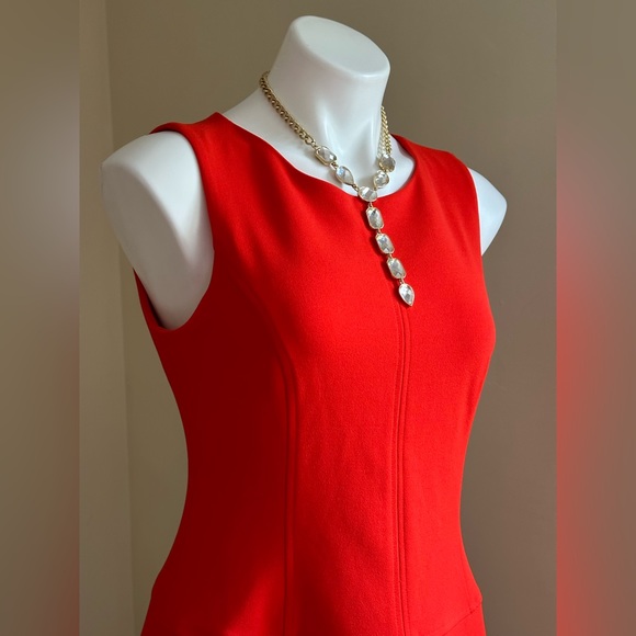 Tommy Hilfiger Bright Red Midi Sleeveless Dress SZ 8 Zipper In Back with Symbol - Picture 2 of 12